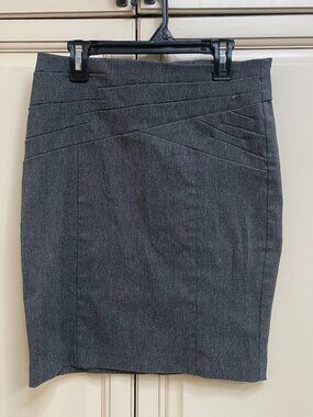 Grey Pencil Skirt | High Waist Above Knee Work Office Fitted Mini | Size 7